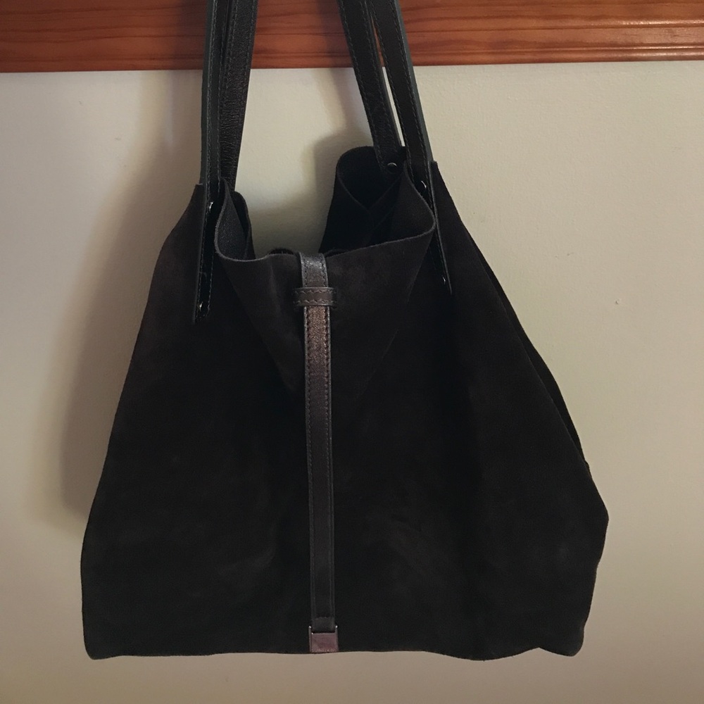 Authentic Tiffany Brown and metallic suede reversible tote great condition